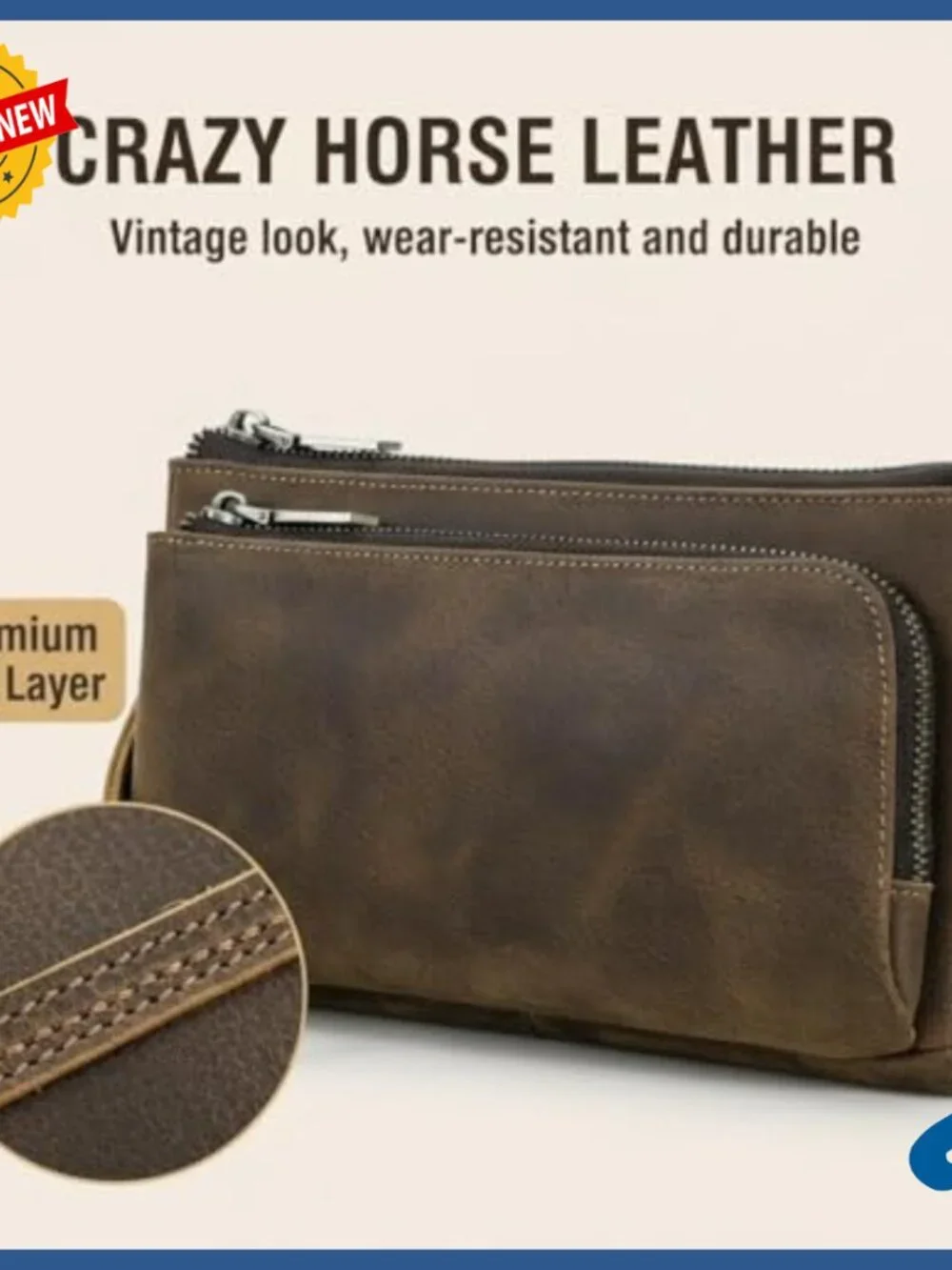 Vintage Leather Clutch Wristlet with RFID Blocking Large Capacity